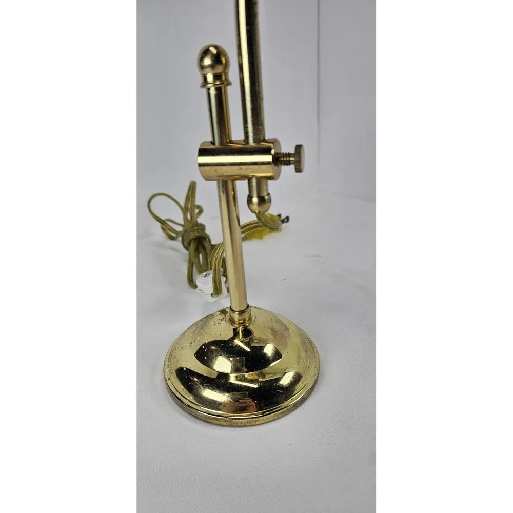 Vintage Brass Desk Lamp Adjustable Arm Rectangular Shade Mid Century - Working‎